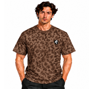 Chocolate Brown <b>Leopard</b> <b>Print</b> T <b>Shirt</b> Short Sleeve Casual Crew Neck Pattern Tee Soft Lightweight Streetwear Everyday Fashion Top - Product Image 1