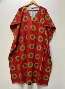 Caftán Maxi Boho Tie Dye Hecho a Mano para Mujer, Ropa de Playa y Resort, Verano, Informal, Algodón, Cuello en V, Corte Holgado, Ecológico - Product Image 5