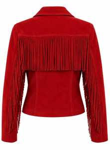 Chaqueta de Mujer de Primera Calidad con Flecos, Cuello Camisero y Manga Larga - Product Image 2