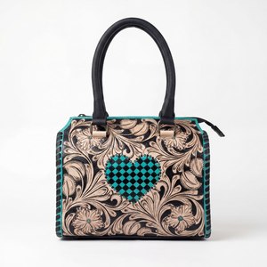 Sac à bandoulière pour femme en cuir vegan style vintage, motif en losanges, décorations de chaînes, deux sangles, grande capacité - Product Image 1