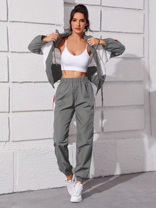Female <b>Lightweight</b> Woven Running Sportswear Outfit | Geometric Block Activewear Wind <b>Jacket</b> and Tapered Trousers Co ord - Product Image 5