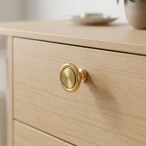Bouton de meuble rond moderne en laiton, poignée de tiroir durable pour armoire, finition dorée polie, quincaillerie de mobilier traditionnelle - Product Image 2