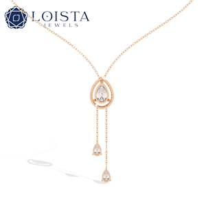 Collier en or rose pour femme LOISTA, diamant taille poire, diamant naturel certifié GIA, bijoux de mariage de luxe - Product Image 2