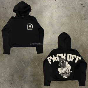 เสื้อกันหนาวมีฮู้ดแบบสวมศีรษะสไตล์450 GSM คร็อปชายเสื้อแบบปักลวดลายสำหรับฤดูหนาว - Product Image 6