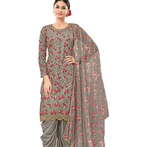 Dernier costume de Salwar imprimé de séquence de broderie d'organza de concepteur - Product Image 1