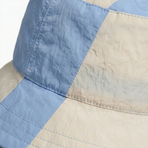 Chapeau Bob Unisexe Personnalisé Bicolore Beige et Bleu en Toile – Style Décontracté Printemps-Été pour Adulte - Product Image 6