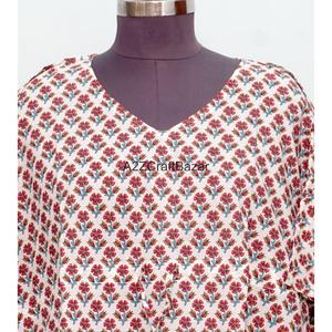 Vestido Maxi Kaftan para Mujer, 100% Algodón, Cuello en V, Sin Mangas, Silueta Ajustada, Cintura Natural, Estampado Floral, Primavera/Verano - Product Image 3