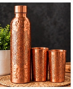Juego de Botella y Tazas de Agua de Cobre Hechas a Mano, Ecológicas, con Aislamiento al Vacío, a Prueba de Fugas - Product Image 4