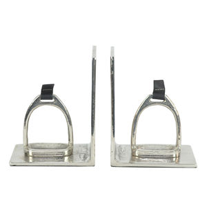 Porte-livres en forme d'étrier de cheval argenté, articles cadeaux d'affaires, décoration de bureau, porte-livres décoratif, porte-livres faits à la main, organisateur de magazines - Product Image 1