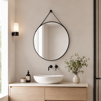 Miroir mural avec chaîne, miroir rond décoratif suspendu pour la décoration bohème de la maison