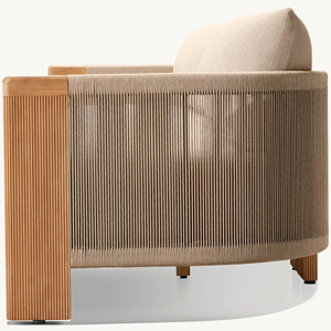 High Quality Casual Modern Style Teak Furniture Outdoor Garden Patio <b>Sofa</b> <b>Set</b> with Coffee Table for Garden Furniture - Striata - Product Image 3