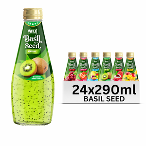 Bebida de Kiwi con Semillas de Albahaca y Chía, Botella PET de 290ml, Sin Azúcar Añadido, Marca Privada OEM ODM para Proveedores Mayoristas, Puré Esterilizado - Product Image 1