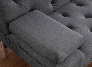 Nouveauté : Canapé-lit convertible en lin capitonné avec 2 porte-gobelets cachés et <span class=keywords><strong>3</strong></span> angles réglables, idéal pour le bureau ou le salon - Product Image 5