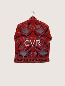 Veste à col mandarin brodée de fleurs, manches longues, grande taille, vêtements d'extérieur pour femmes, style chinois décontracté, manteau en coton pour l'automne - Product Image 1