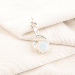Milky <b>Opal</b> Pendant 925 Sterling Silver Handmade Vintage Engagement Wedding Party Jewelry Gift for Women with Chain IGI Certified - Product Image 2