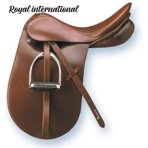 Selle d'équitation anglaise marron avec étriers |   Équipement d'équitation pour l'entraînement, le saut d'obstacles, l'équitation scolaire, l'écurie, le club, la compétition, le cheval - Product Image 3