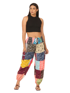 Joggers de Yoga elásticos de satén con estampado bohemio y cómodos para mujer, parche con cordón recto holgado, plano frontal transpirable para invierno - Product Image 3