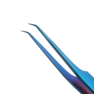 High Precision Curved Stainless Steel Tweezer for Volume Lash Extensions Professional Blue Titanium Coated Eyelash Tweezers - Product Image 4