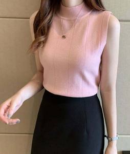 Nuevo Diseño, Chaleco de Punto sin Mangas para Mujer, Cuello Redondo, Casual, 100% Algodón, Color Sólido, Camiseta sin Mangas - Product Image 6