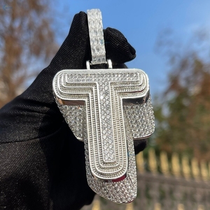 Pendentif en diamant cultivé en laboratoire, style hip-hop, lettre T, pendentif personnalisé, style rappeur - Product Image 6