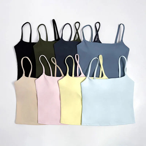 GYM Tank <b>Top</b> <b>With</b> <b>Built</b>-<b>In</b> Bra Women's Yoga Clothing Running Square Neck Fitness <b>Vest</b> Beautiful Back Sports Workout - Product Image 5