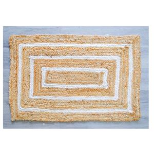 Eco-Conscious Braided <b>Jute</b> and Cotton Blend <b>Placemat</b> with Bold Color Block Grid Handmade Decorative Mat Ideal for Dining Tables - Product Image 3