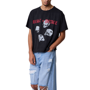 <b>Mens</b> O Neck Short Sleeve T <b>Shirts</b> <b>Skull</b> Front Graphic Relaxed Loose Fit Streetwear Wholesale Custom OEM Cotton Jersey Tee <b>Shirts</b> - Product Image 5