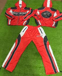 Manufacturer Unisex Sweatsuit <b>Zip</b> <b>up</b> <b>Jacket</b> and Pants Set Reflective Color Block Custom Polyester Nylon Windbreaker Tracskuit - Product Image 2