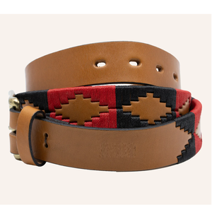 Luxury Handmade Brown Leather Argentine Polo <b>Belt</b> With Forest Green Navy White And Red Pampa Diamonds Wholesale Price - Product Image 5