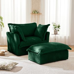 Set di Poltrone per Soggiorno con Pouf Rivestibile, Poltrona Imbottita con Seduta Profonda e Pouf Ampio, Design Elegante - Product Image 3