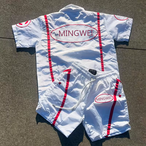 Conjunto Elástico de Dos Piezas para Hombre, Pantalones Cortos y Chaqueta con Bloques de Color Personalizados, Chaqueta Cortavientos de Nailon con Cierre de Cremallera - Product Image 4