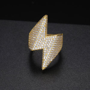 Anillo de Cruz con Diamantes Chapado en Oro de 22K, Estilo Hiphop, Unisex, Joyería para Fiestas, Piedras Sintéticas Cultivadas en Laboratorio - Product Image 1