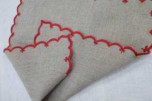 Luxury Handmade Embroidered <b>Square</b> Linen Napkin Set Scallop <b>Edge</b> Reusable Eco-Friendly Dining Table Decor - Product Image 3