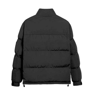 Men's Black Stand Collar Puffer <b>Jacket</b> Windproof Polyester Wadding Winter Casual Short Zipper Closure Thick Insulated Coat - Product Image 2
