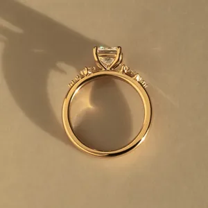 Solid Gold Princess Cut Engagement Ring With Cluster, Diamond Solitaire Ring <b>Unique</b> Delicate Bridal Elegant Jewelry <b>Gift</b> <b>for</b> <b>Her</b> - Product Image 4