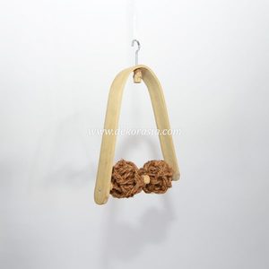Natural Brown Bamboo Coil Coconut Fiber Classic Ball Bird <b>Swing</b> Hanging Trapeze Toy Small Medium Birds Pet Cage Stand Wholesale - Product Image 2