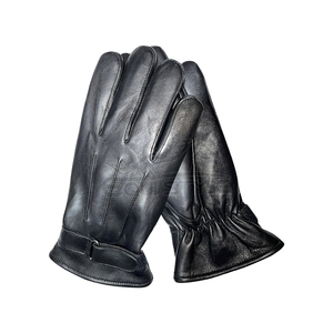 Gants d'hiver en cuir noir pour homme, style classique uni, logo personnalisé, OEM, vente en gros - Product Image 3
