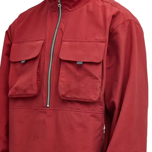 Veste de survêtement unisexe 100 % coton imperméable à capuche, demi-zip, multi-poches, pour le sport et la course, brodée, anti-plis - Product Image 2