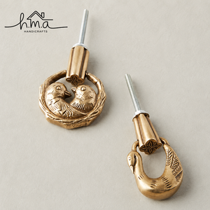 Handcrafted Brass Bird Nest Cabinet <b>Knob</b> Decorative Swan <b>Drawer</b> Pull Artistic Furniture Wardrobe Door Handle Set - Product Image 1