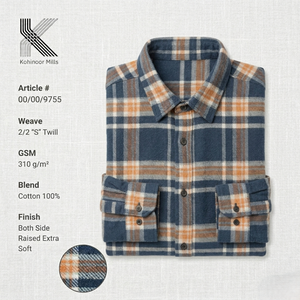 Camisa de Franela para Hombre, 100% Algodón, 310 g/m², Tejido Twill a Cuadros, Sobrecamisa, Proveedor de Fábrica OEM ODM Personalizado - Product Image 3