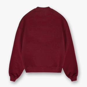 เสื้อสเวตเชิ้ตคอกลมทรงโอเวอร์ไซส์สำหรับผู้ชาย สีเบอร์กันดี ผ้าถัก ใส่สบายๆ สำหรับฤดูใบไม้ร่วง - Product Image 5