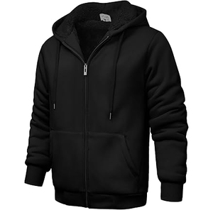 V VALANCH Sweat-shirts à capuche zippés pour hommes, doublés en sherpa, épais et chauds, en polaire, pour l'hiver - Product Image 2