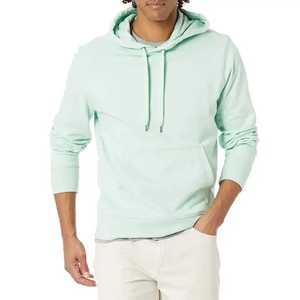 Sweat-shirt à capuche vert menthe pour homme, coupe classique, couleur unie, décontracté, manches longues, en coton tricoté molletonné, style automne - Product Image 5