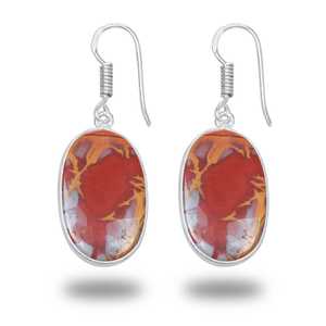 Pendientes con Dijes de Jaspe Noreena (Piedra Lombriginosa Silicificada), Plateados, Joyería Artesanal al por Mayor, Piedras Preciosas para Mujer - Product Image 4