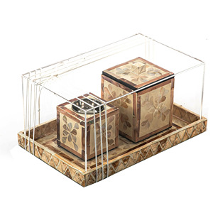 Ensemble de brûleurs d'encens de luxe en nacre, coffret cadeau en acrylique, incrustation de coquille verte, brûleur d'encens arabe Mubkhar Oud Bakhoor, ensemble de plateaux Mubkhar - Product Image 4