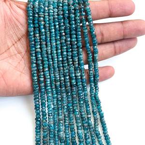 Perles d'apatite néon naturelle non taillées, forme rondelle, 3,5 - 4 mm, brin de perles d'apatite, 12,5 pouces, perles en pierre non taillées pour la création de bijoux - Product Image 6