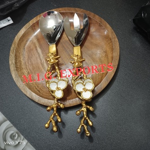 M.I.G. EXPORTS Flower Design Metal Cutlery Set Spoon Fork High Mirror Polish Rust Resistant Wedding <b>Flatware</b> - Product Image 2