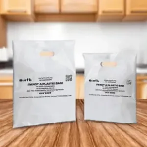 UKHI PE D-Cut Eco-Friendly Biodegradable Compostable Shopping <b>Bags</b> Flexo Printed Heat <b>Seal</b> Custom Order Haryana Other - Product Image 3