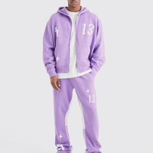 Conjunto de Sudadera con Capucha y Pantalones Jogger de Felpa Gruesa con Lavado Ácido, Tallas Grandes, 100% Algodón, Chándal Casual de Invierno, Ropa Urbana - Product Image 6