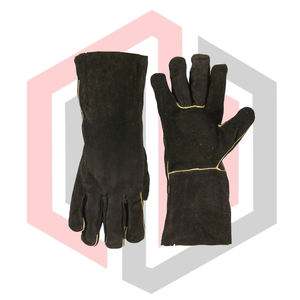 Gants de jardinage en cuir, gants de sécurité en cuir croûte, anti-chaleur, durables, respirants, sans silicone, sans poudre, poignet tricoté de 14 pouces - Product Image 4